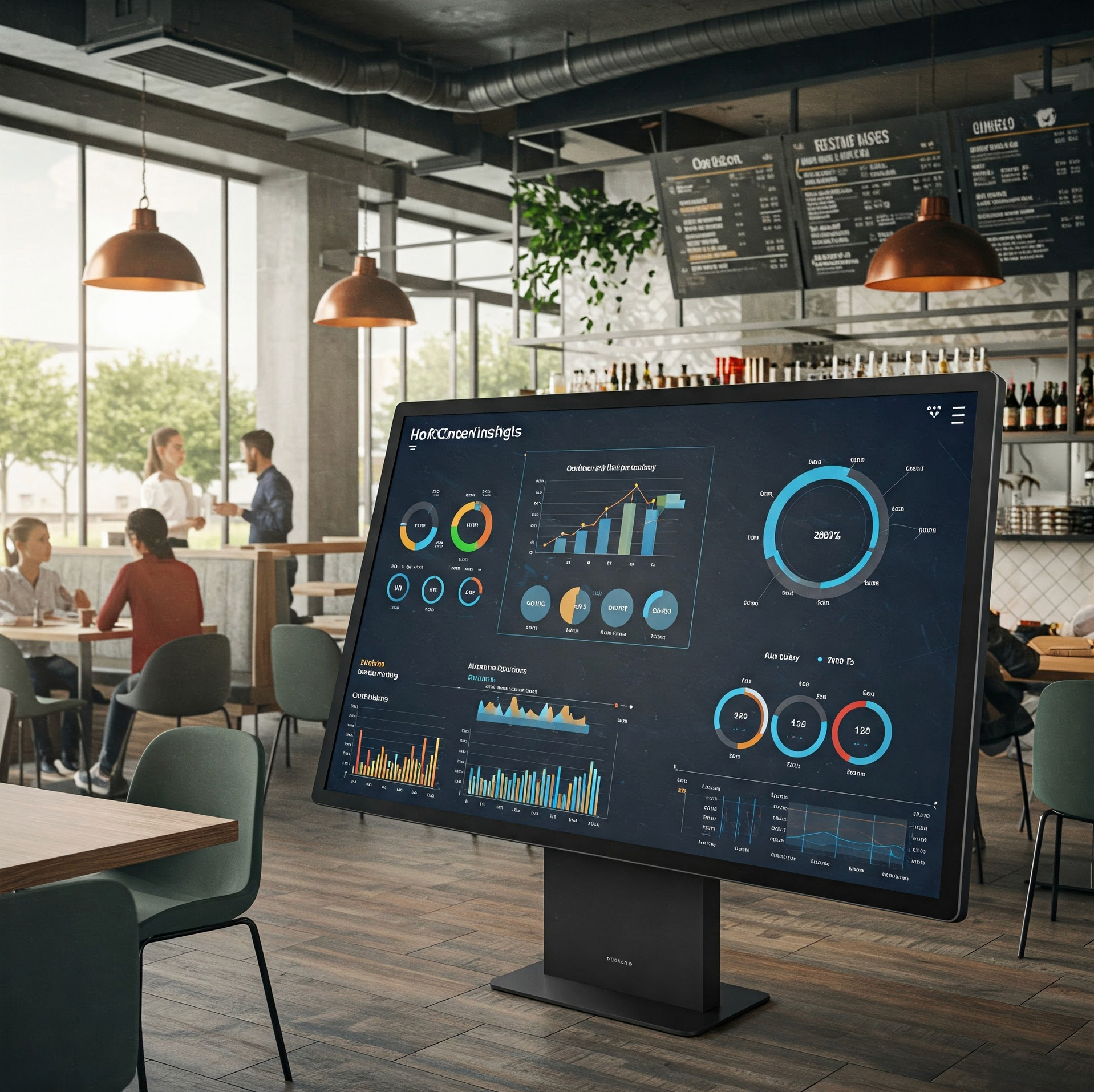 Gustfy Interactive Dashboard Preview showing restaurant menu analytics, price tracking, and competitive intelligence charts